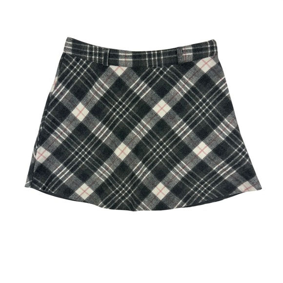 Forever 21 Grey Plaid Wool Blend Mini Skirt A-Line Grey Pink White Size M - Picture 1 of 8
